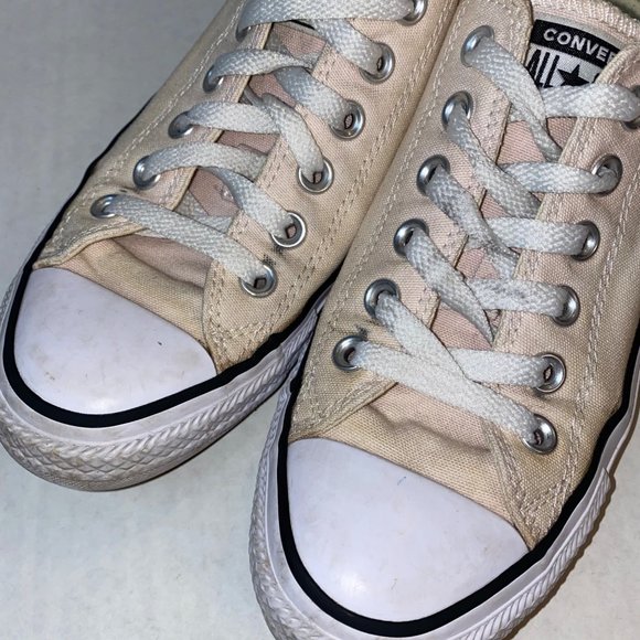 Converse Cream Chuck Taylor All Star Low Top Lace Up Sneakers, W Size 7 M Size 5 - Picture 7 of 9